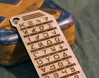 Aurebesh Translator Tag - Laser Engraved Wood - Star Wars Alphabet