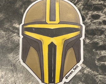 Custom Mandalorian Helmet 2” x 3” Die Cut Vinyl Stickers