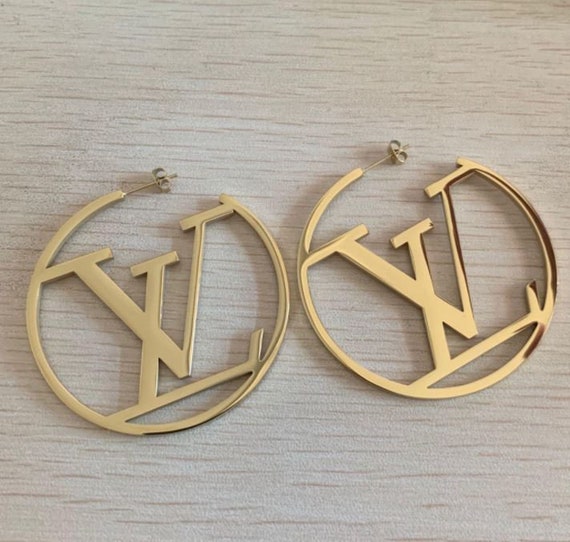 BOLD Monogram Hoop Earrings Gift for Her Gold Hoop Earrings 