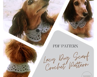 Lacy Dog Scarf Crochet Pattern / Lacy Cat Scarf Crochet Pattern / Dog Scarf / Cat Scarf / Pet Accessories / Pet Clothing/ Dog Collar