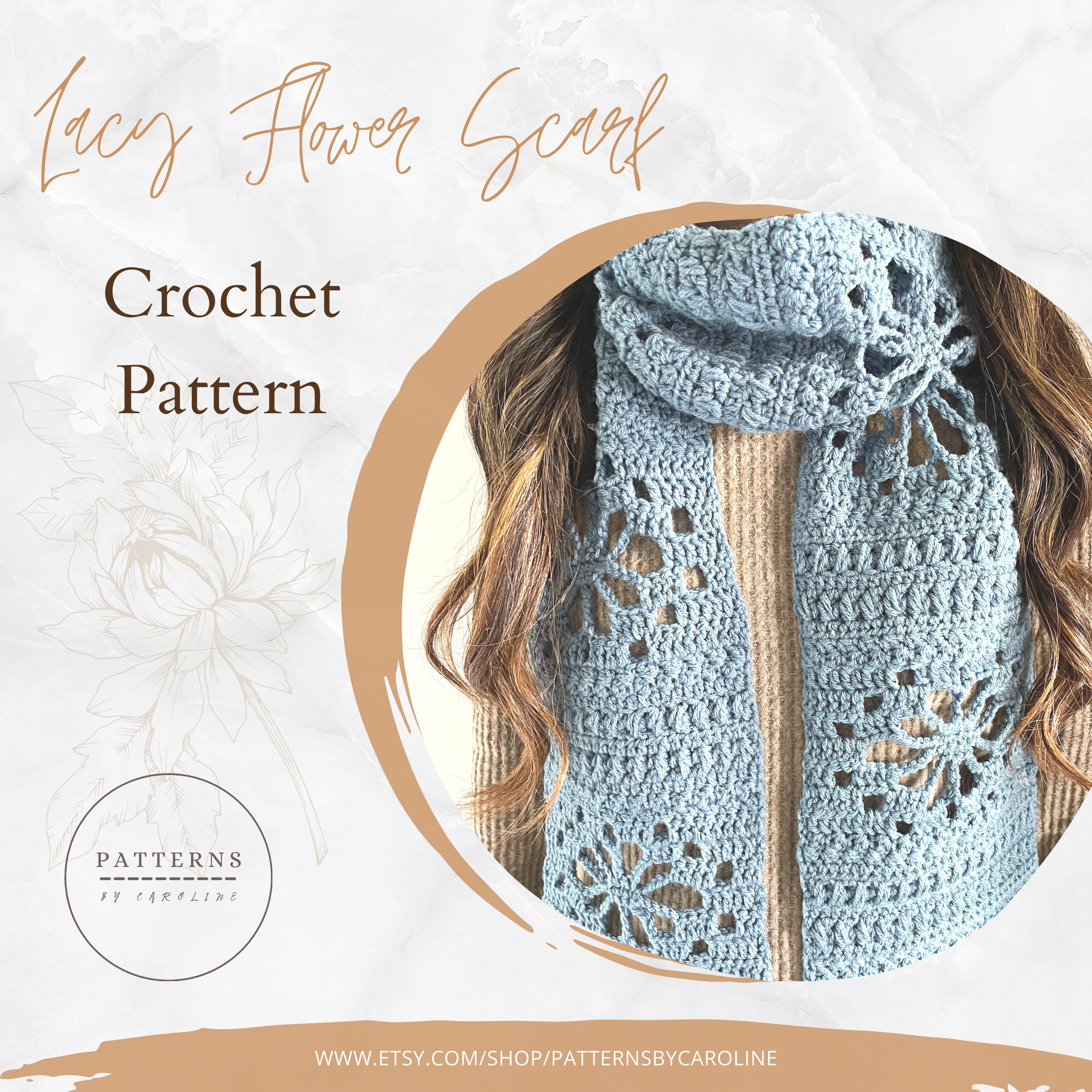 Lacy Flower Scarf Crochet Pattern - Etsy