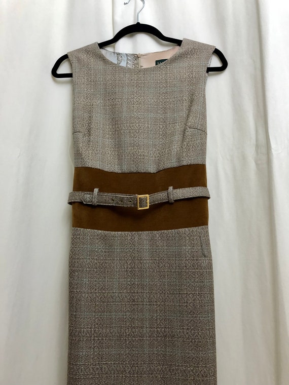 A0128/   Vintage Brown Plaid Jumper/ Dress with Be