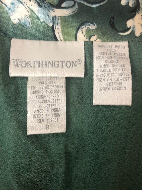 A0121/   Vintage Worthington Green Pleated Skirt … - image 3