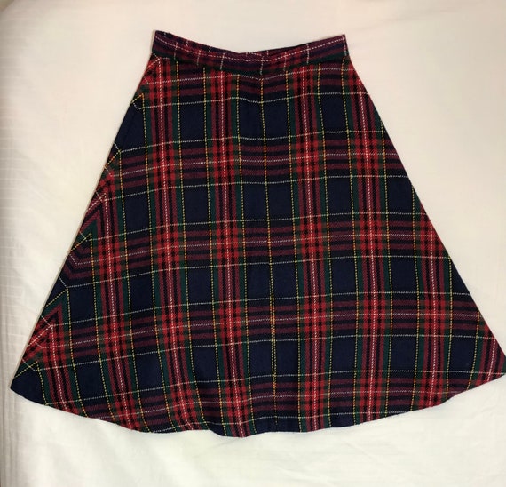 A0041/   Plaid A-Line Wool Skirt, Sz 10 - image 1