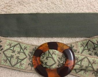 Embroidered Belt With Tortoise Belt Buckle - Etsy