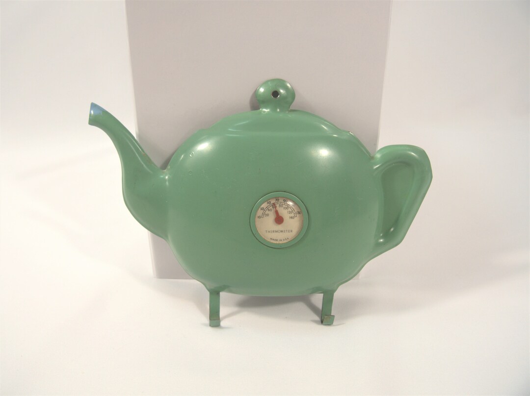 Vintage Metal Teapot Thermometer / Hanger Etsy