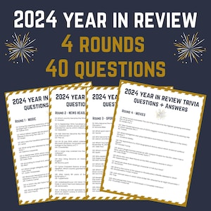 Véspera de Ano Novo de 2024 - Jogo de curiosidades sobre o ano em revisão - 4 rodadas - 40 perguntas