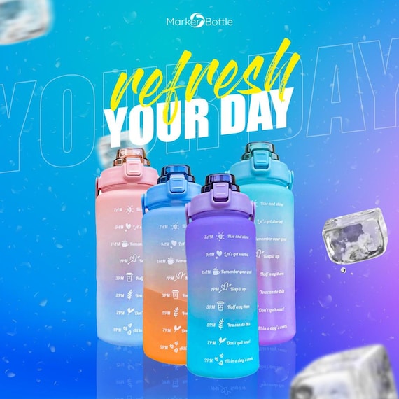 2L motivational water bottle to remind you to drink more water