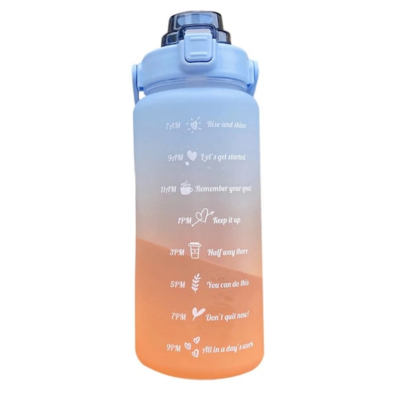 Motivational Water Bottle with Time Marker & Straw - BPA Free