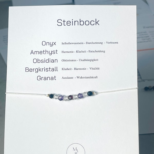 Steinbock Armband | Geburtsstein Armband | Sternzeichen Armband | Zodiac | Heilstein Arband personalisiertes Armband |