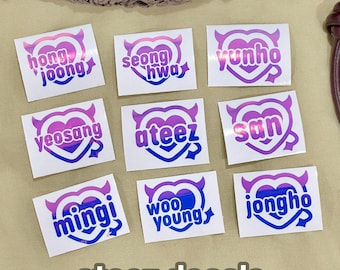 ateez heart decal: k-pop holographic vinyl sticker for kpop lightsticks, polco deco, photocards, journals