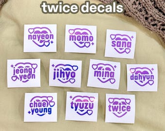 twice heart decal: k-pop holographic vinyl sticker for kpop candybong lightsticks, photocards, journals