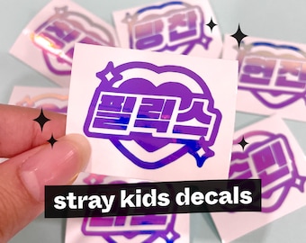 stray kids hangul decal: k-pop holographic vinyl sticker for kpop lightsticks, photocards, journals