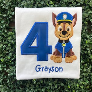 Chase Birthday Shirt | Patrol Birthday Shirt | Custom birthday shirt | embroidered birthday shirt | boutique birthday shirt | personalized