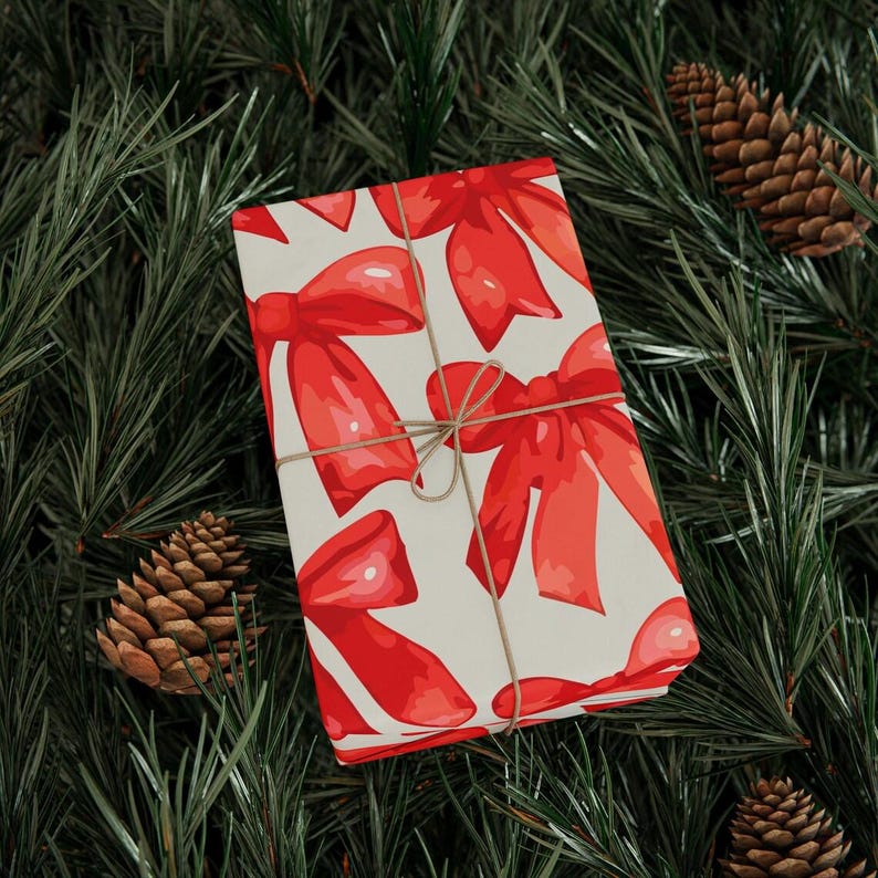 Printable Wrapper Ribbon PRINTABLE Red Ribbon Wrapping Paper, Christmas, Holiday, Classic, 2 ...
