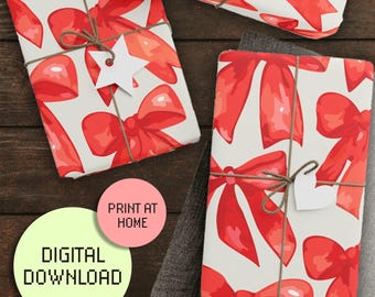 Printable Wrapping Paper Tools.pdf PRINTABLE Mistletoe Wrapping Paper, Christmas, Holiday, Classic, 2 ...