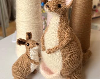 Kanga & Roo kangaroo set, knitted toys, stuffed animals, nursery decor, birthday gift