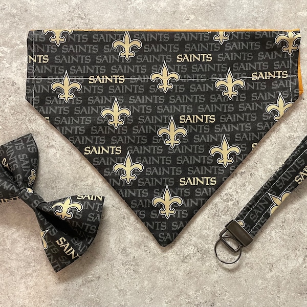 New Orleans Saints Sports Team Apparel for Pet, Saints Pet Apparel,  NFL Pet bow ties, NFL Pet Bandanas