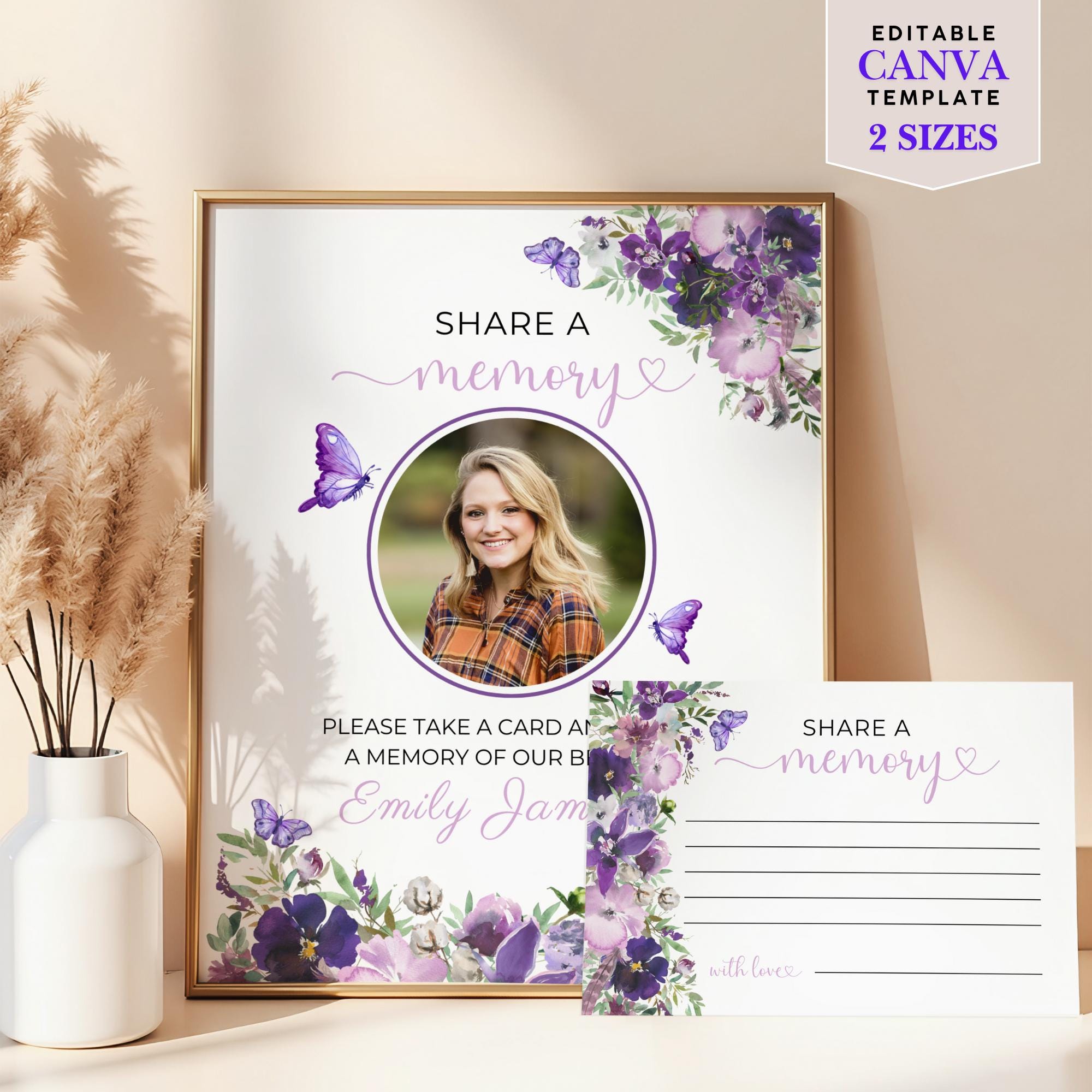 Memorial Memory Card Template Design Butterfly Funeral Service ...