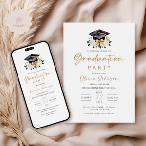 Editable Graduation invitation, Digital Template for Class of 2025, Custom Graduation Party Invite, Graduation Announcement, Canva G009