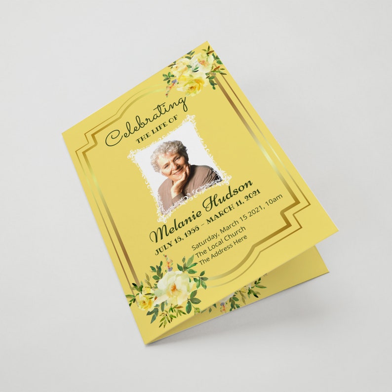 Editable Bi-fold Funeral Program Template for Woman, Celebration of ...