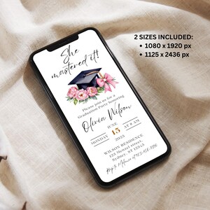 Masters Graduation Invitation Digital Template Canva Design Announcement Virtual Celebration Graduate Ceremony Degree Party Invite Editable image 6