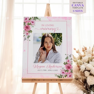 Funeral Welcome Sign Memorial Service Celebration Life Remembrance Display Entrance Decoration Loving Memory Digital Download Editable F25