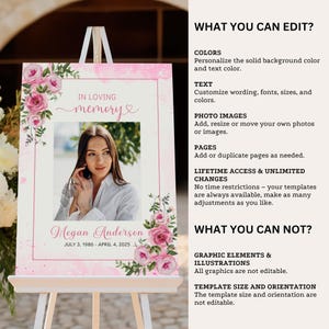 Funeral Welcome Sign Memorial Service Celebration Life Remembrance Display Entrance Decoration Loving Memory Digital Download Editable F25 immagine 7