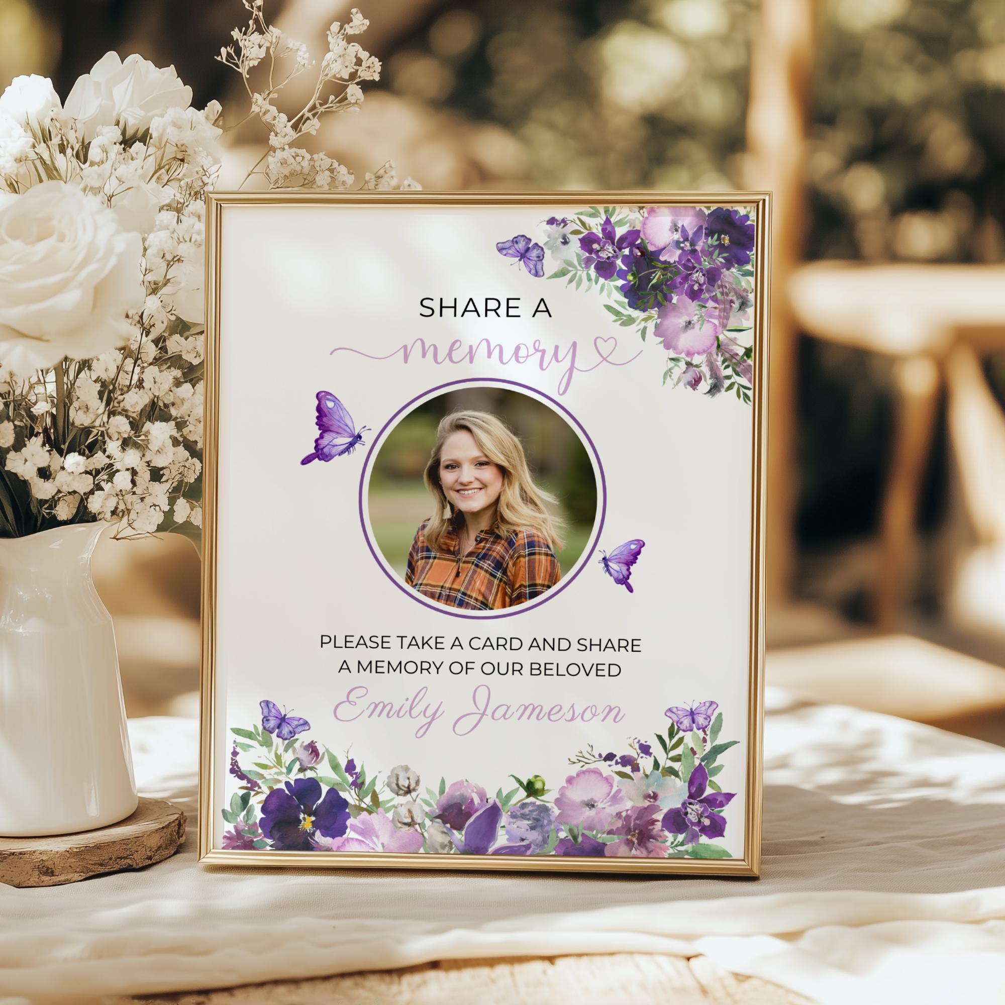 Memorial Memory Card Template Design Butterfly Funeral Service ...