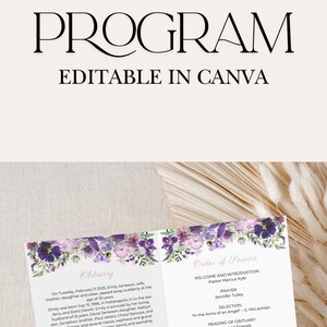 Purple Butterfly Funeral Program Template Digital Memorial Service Booklet Celebration Life Remembrance Card Obituary Editable Canva Design imagen 10
