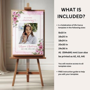 Funeral Welcome Sign Memorial Service Celebration Life Remembrance Display Entrance Decoration Loving Memory Digital Download Editable F25 immagine 6