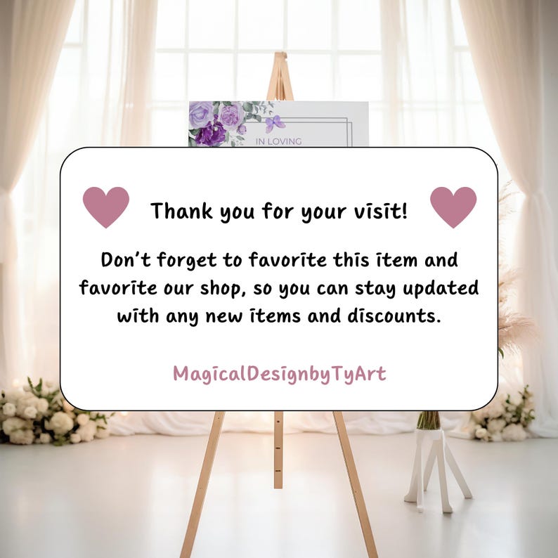 Purple Butterfly Funeral Welcome Sign, Editable Celebration of Life Poster, Memorial Photo Display, Floral Photo Board Canva Template F028 bild 10