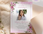 Funeral Announcement Template Digital Memorial Service Invitation Celebration Life Remembrance Card Editable Program Design Floral Obituary