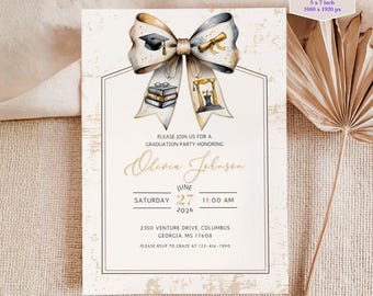 Law Graduation Invitation Digital Template Graduation Announcement Editable Design Professional Card Party Template Mobile Friendly Elegant