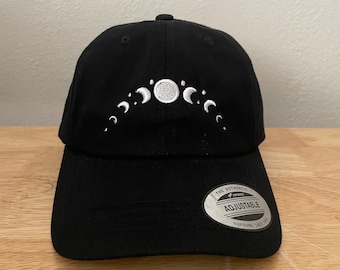 Moon Phases Hat | Moon Dad Hat | Baseball Hat | Minimalist Hat | Embroidered Cap | Fast Shipping | Moon Lover | Spiritual