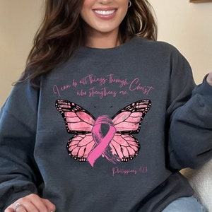 Christian Breast Cancer Sweatshirt, Breast Cancer Awareness, October Breast Cancer Shirt, In October We Wear Pink, Breast Cancer Support