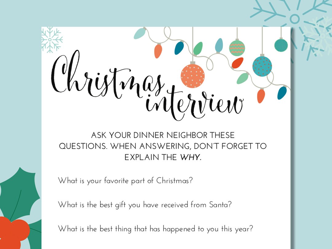 Christmas Get to Know You Kid Winter Q&A Christmas Q and A - Etsy