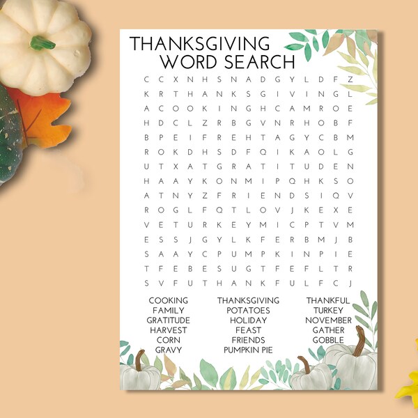 Thanksgiving Word Search: Festive Holiday Puzzle - Printable and Enjoyable Activity!