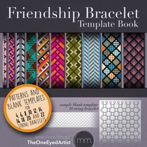 Friendship Bracelet Template Book - digital download - Woven bracelet tutorials, patterns, and blank graph paper / templates