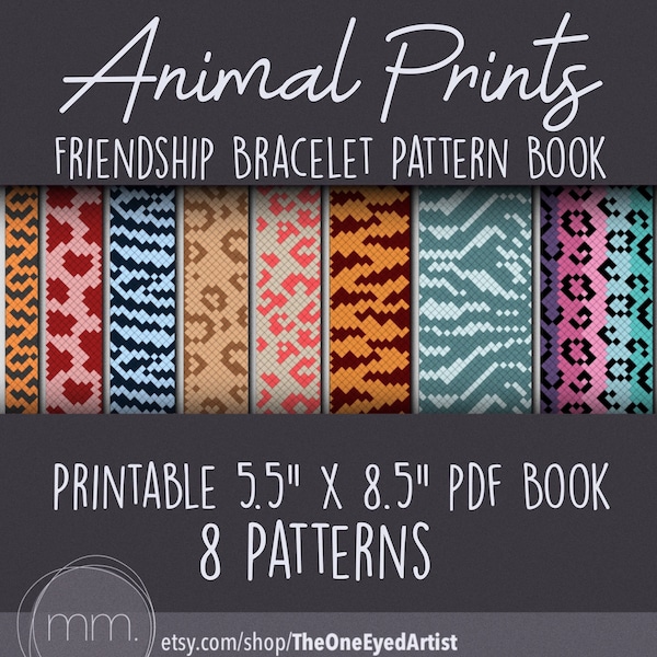 Animal Prints Friendship Bracelet Pattern Book - Friendship Bracelet Kit - Printable 5.5”x8.5” PDF