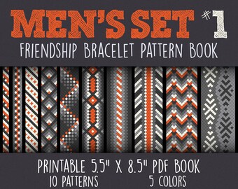 Men’s Set #1 Friendship Bracelet Pattern Book - Friendship Bracelet Kit - Printable 5.5”x8.5” PDF - gifts for men