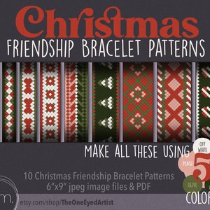 Christmas Friendship Bracelet Template Book - digital download - Woven bracelet tutorials, patterns