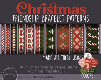 Christmas Friendship Bracelet Template Book - digital download - Woven bracelet tutorials, patterns