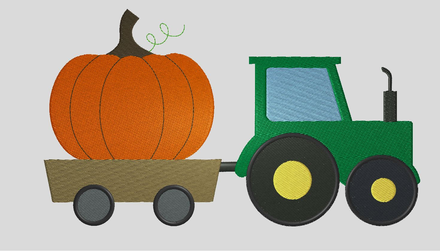 Farm Tractor Big Pumpkin Wagon Machine Embroidery Design - Heavy Fill ...