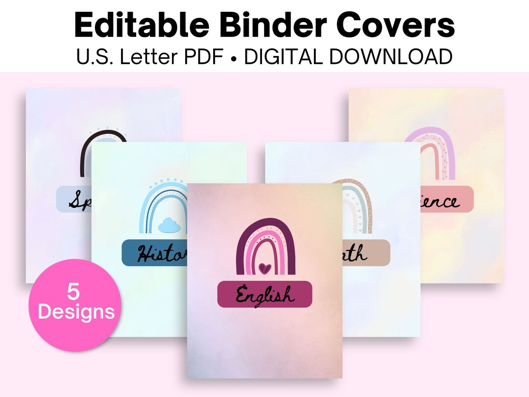 Printable School Binder Covers - Etsy