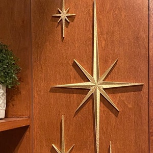 3D Printed Mid Century Modern Elongated Pointed Starbursts Wall Art, Painted or Natural image 1