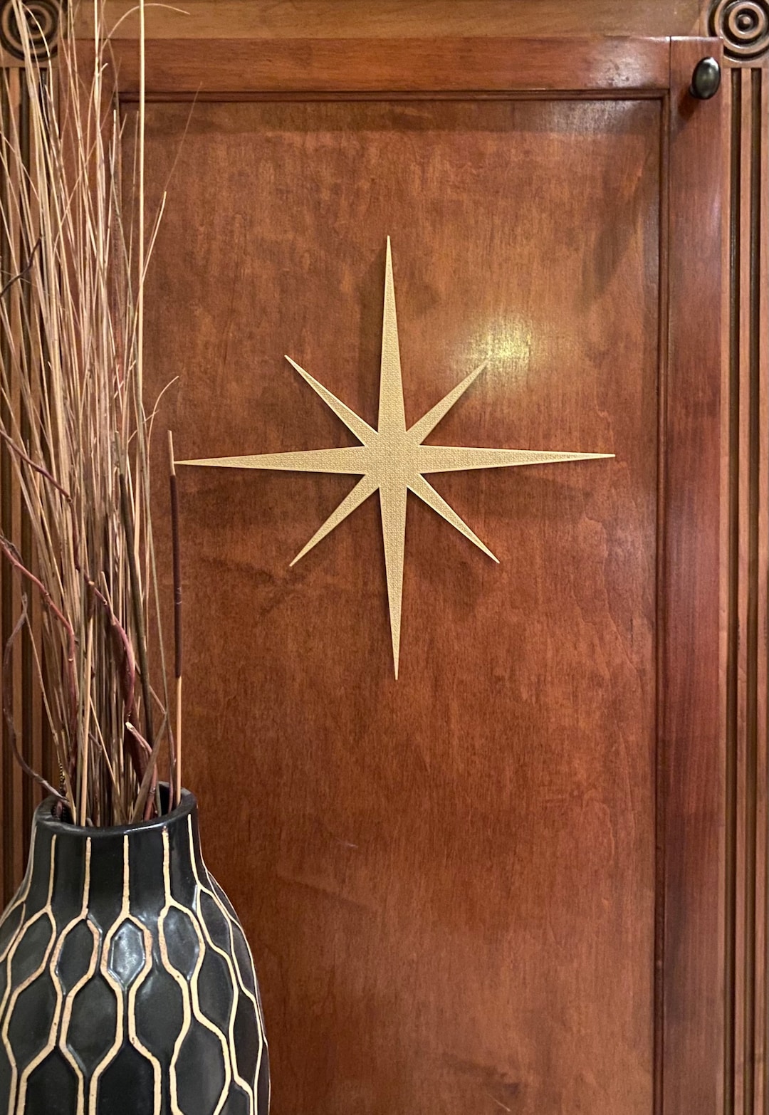 Pointed Atomic Stars Mid Century Modern Style 3D Printed Painted Gold