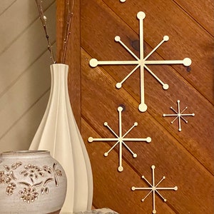 Mid century modern atomic stars - 3D printed and painted gold, silver, or unpainted natural black ~ Wall Art / Decor