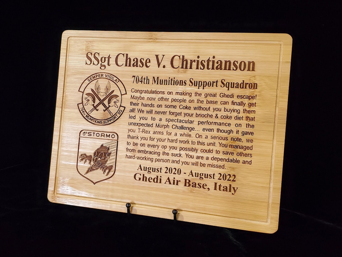 11 X 14 Personalized Military Going Away Bamboo Plaque With Two Logos ...