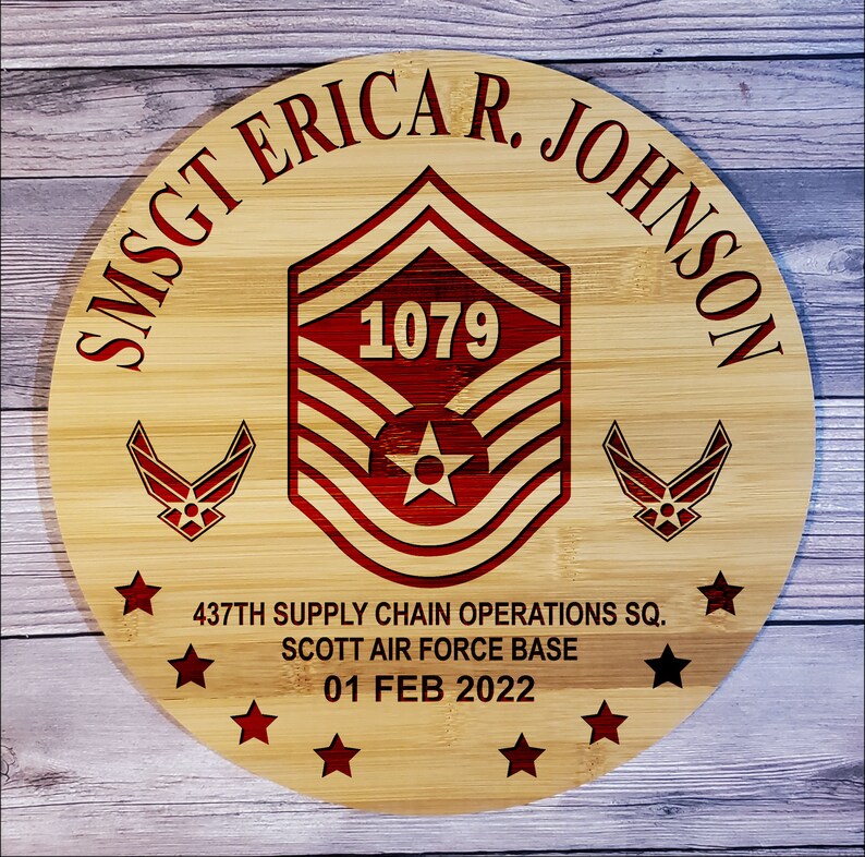 U.S Air Force Smsgt Promotion Laser Engraved Display Etsy
